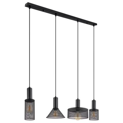 Globo - Lampadario a sospensione con filo 4xE27/60W/230V nero