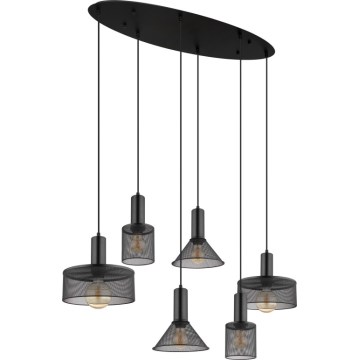 Globo 15648-6H - Lampadario a cavo JEDD 6xE27/60W/230V nero