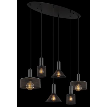 Globo 15648-6H - Lampadario a cavo JEDD 6xE27/60W/230V nero