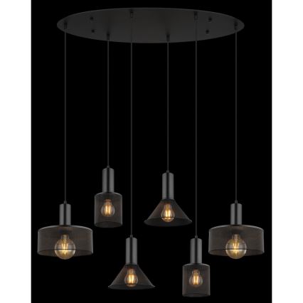 Globo 15648-6H - Lampadario a cavo JEDD 6xE27/60W/230V nero