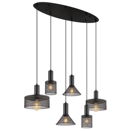 Globo 15648-6H - Lampadario a cavo JEDD 6xE27/60W/230V nero