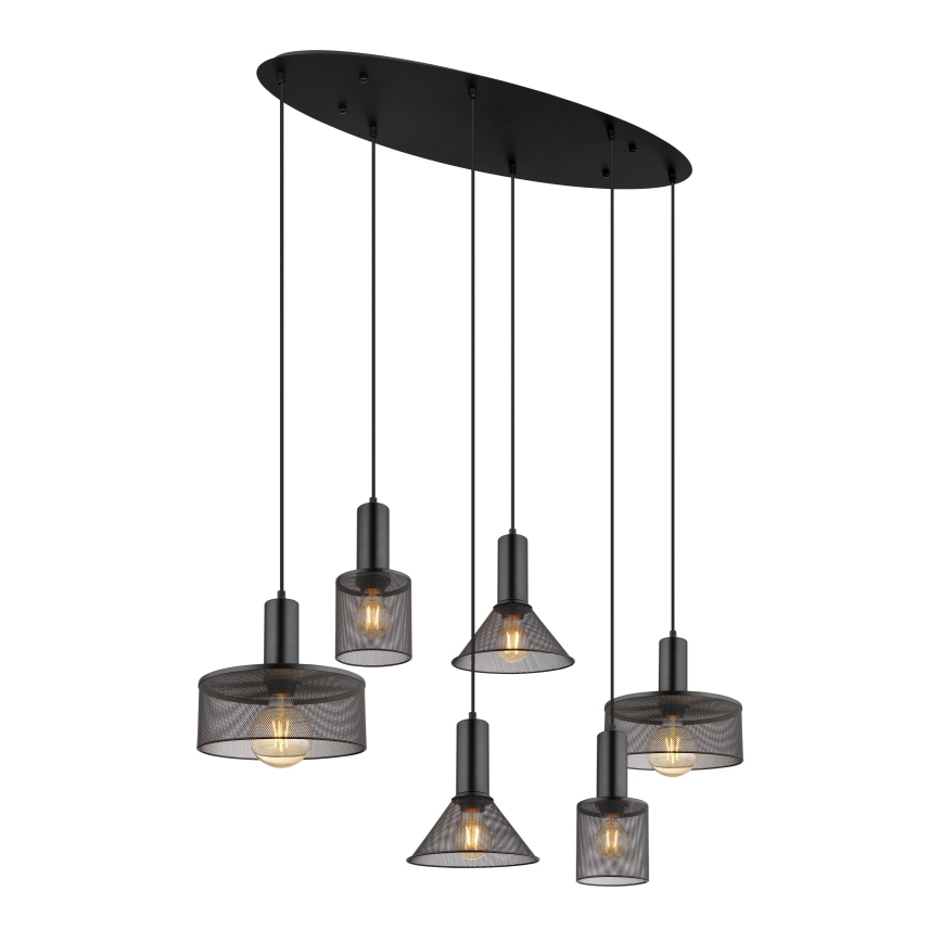 Globo 15648-6H - Lampadario a cavo JEDD 6xE27/60W/230V nero