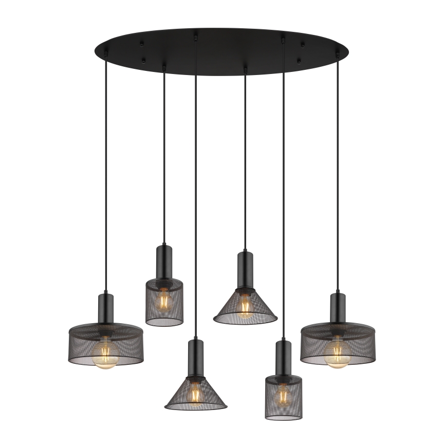 Globo 15648-6H - Lampadario a cavo JEDD 6xE27/60W/230V nero
