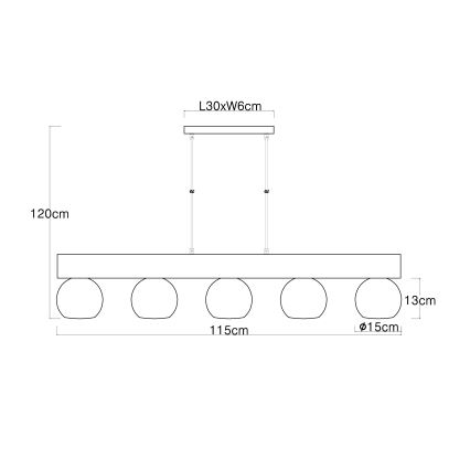 Globo - Lampadario a sospensione con filo 5xE27/40W/230V