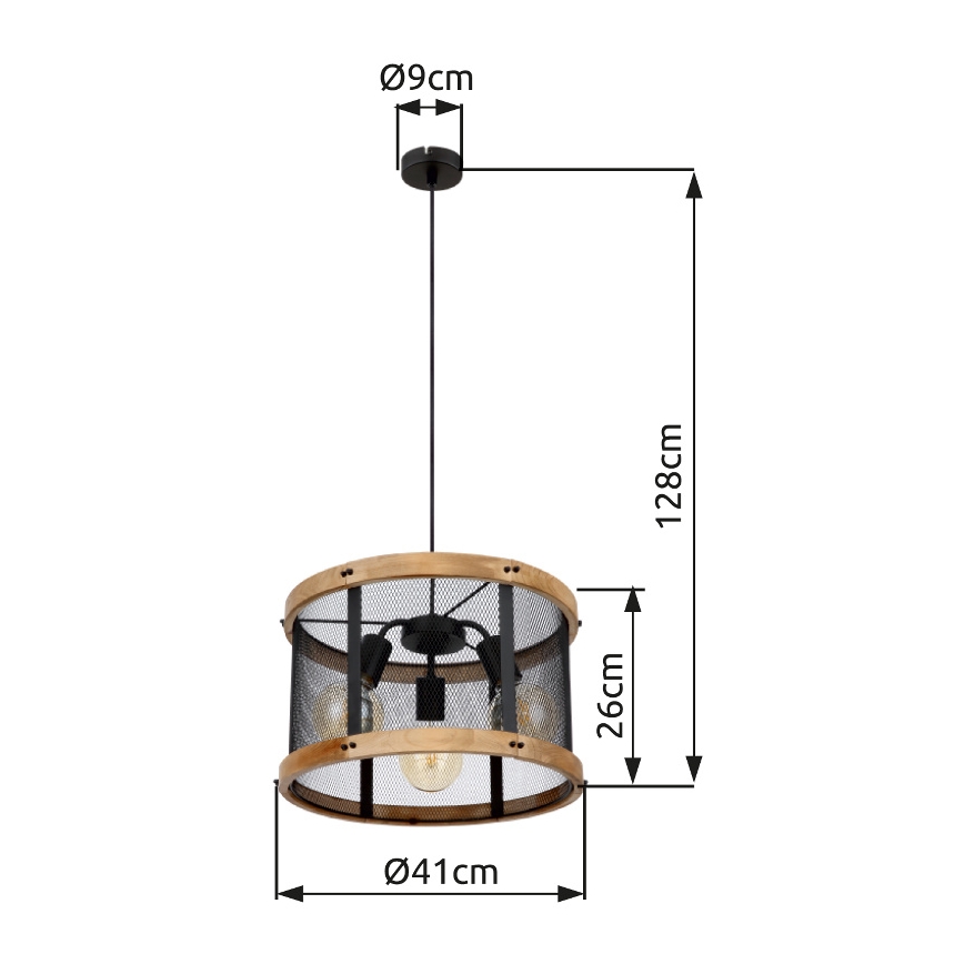 Globo - Lampadario a sospensione con filo 3xE27/40W/230V diametro 40 cm