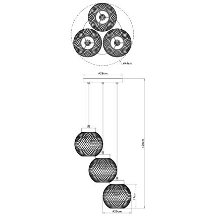 Globo - Lampadario su filo 3xE27/60W/230V