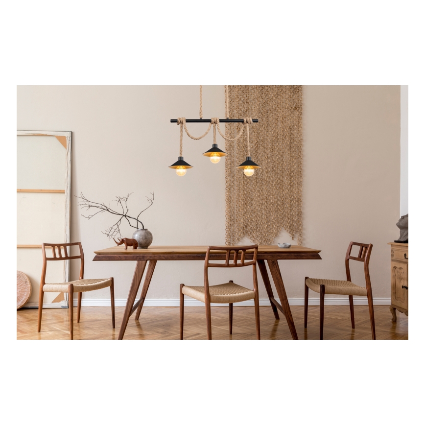 Globo 15690-3H - Lampadario a sospensione su cavo DIANA 3xE27/60W/230V nero