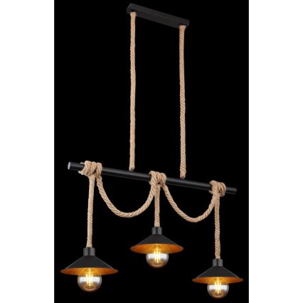 Globo 15690-3H - Lampadario a sospensione su cavo DIANA 3xE27/60W/230V nero