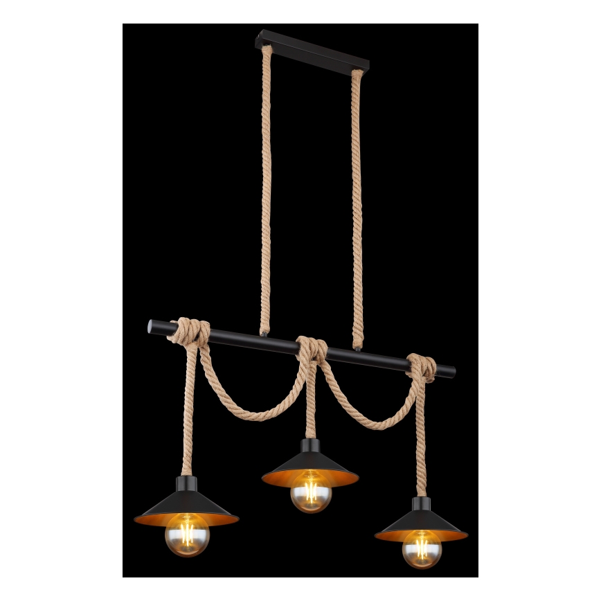 Globo 15690-3H - Lampadario a sospensione su cavo DIANA 3xE27/60W/230V nero