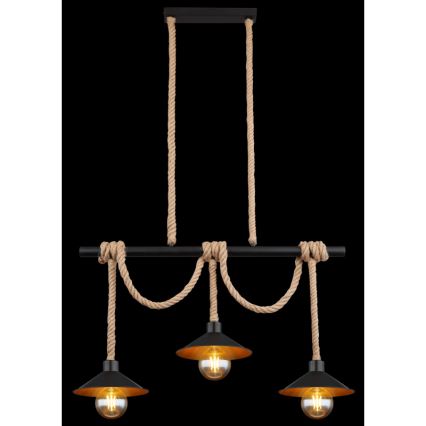 Globo 15690-3H - Lampadario a sospensione su cavo DIANA 3xE27/60W/230V nero