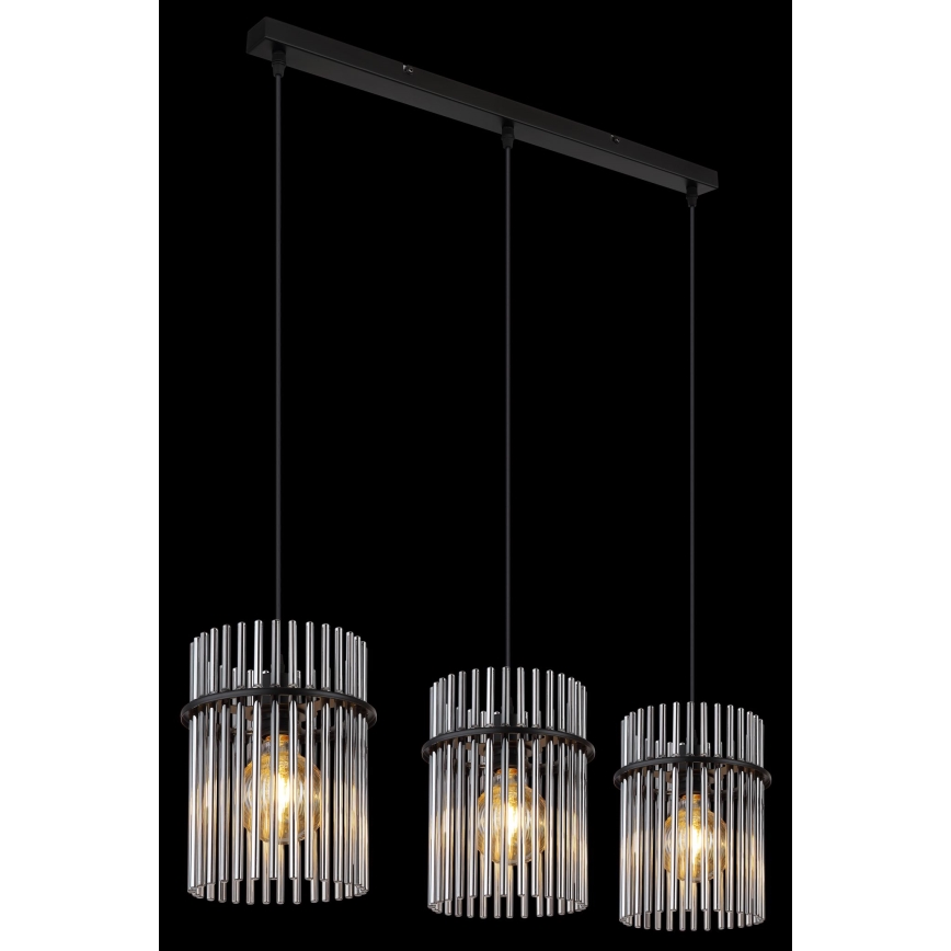 Globo - Lampadario a sospensione con filo 3xE27/60W/230V nero