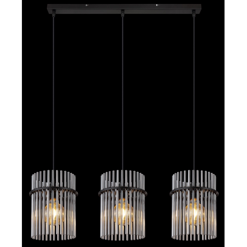 Globo - Lampadario a sospensione con filo 3xE27/60W/230V nero