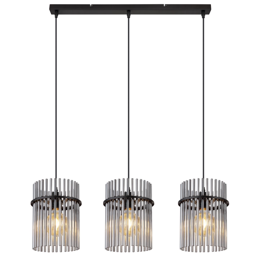 Globo - Lampadario a sospensione con filo 3xE27/60W/230V nero