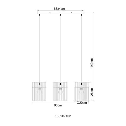 Globo - Lampadario sospeso con cavo 3xE27/60W/230V