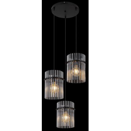 Globo - Lampadario a sospensione con filo 3xE27/60W/230V diametro 47 cm nero