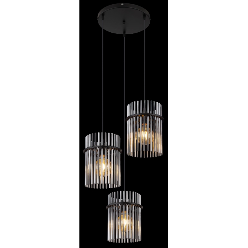 Globo - Lampadario a sospensione con filo 3xE27/60W/230V diametro 47 cm nero
