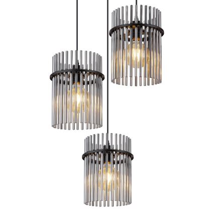 Globo - Lampadario a sospensione con filo 3xE27/60W/230V diametro 47 cm nero