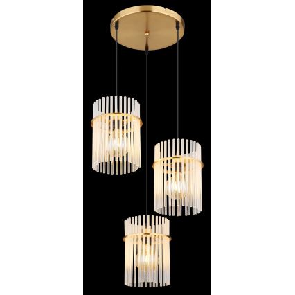 Globo - Lampadario a sospensione con filo 3xE27/60W/230V diametro 47 cm oro