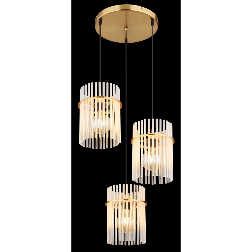 Globo - Lampadario a sospensione con filo 3xE27/60W/230V diametro 47 cm oro