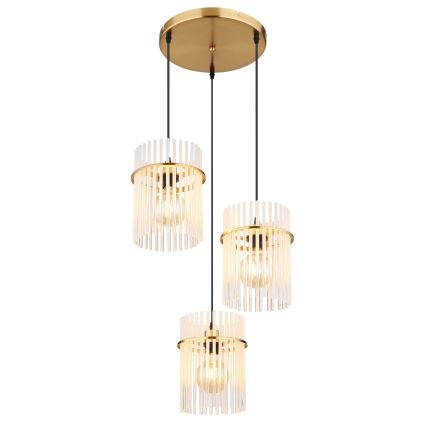 Globo - Lampadario a sospensione con filo 3xE27/60W/230V diametro 47 cm oro