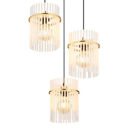 Globo - Lampadario a sospensione con filo 3xE27/60W/230V diametro 47 cm oro