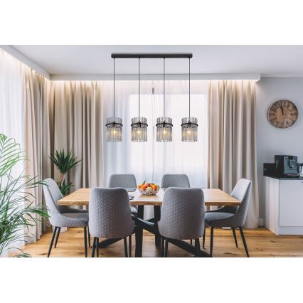 Globo - Lampadario a sospensione con filo 4xE27/60W/230V nero