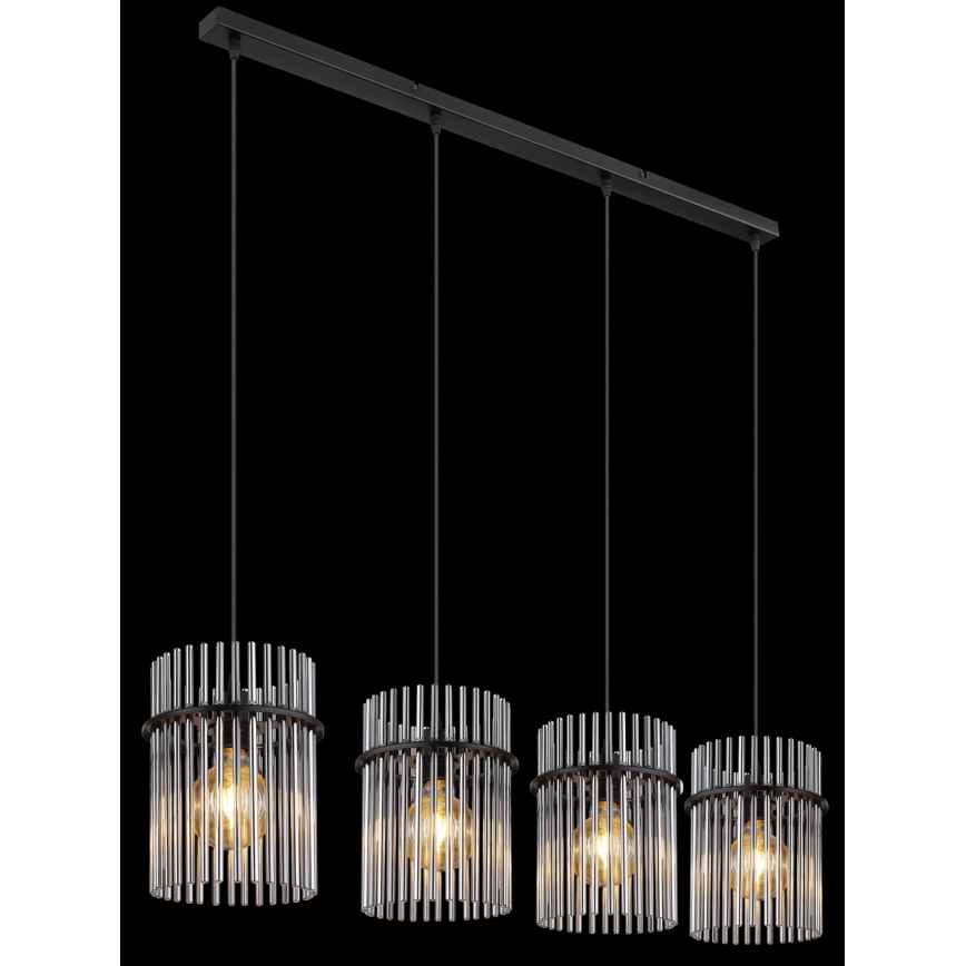 Globo - Lampadario a sospensione con filo 4xE27/60W/230V nero