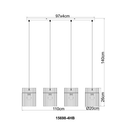Globo - Lampadario a sospensione con cavo 4xE27/60W/230V
