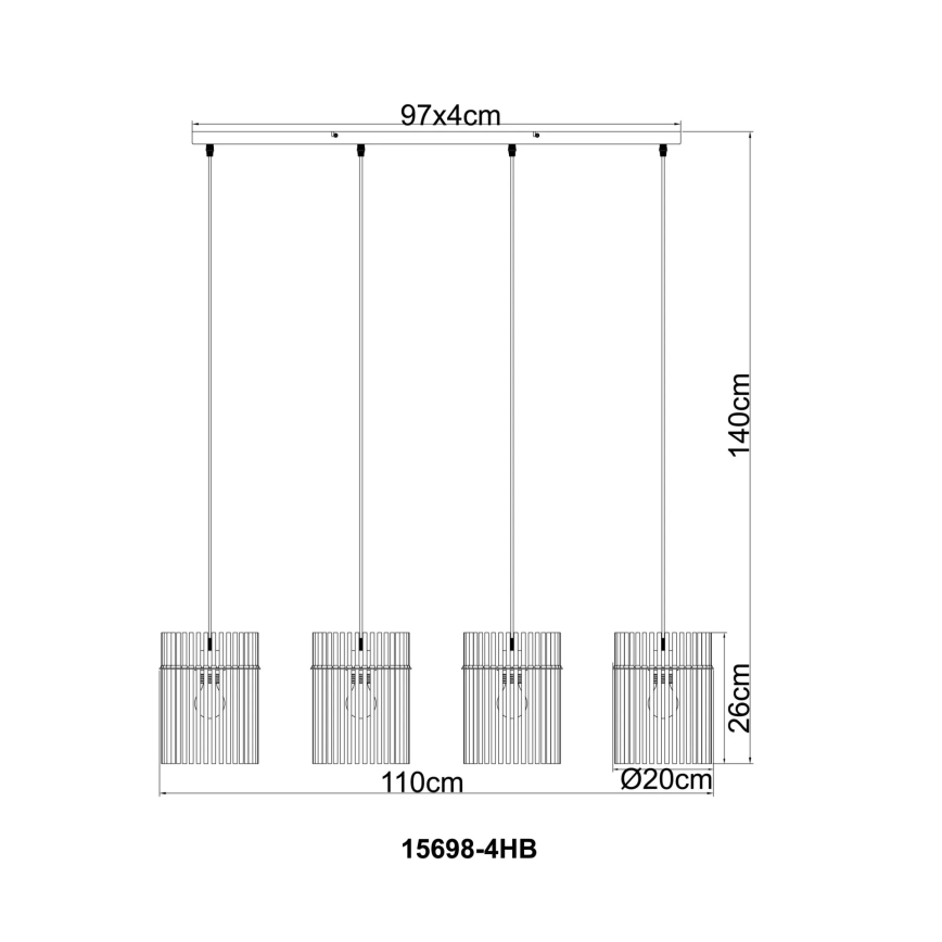 Globo - Lampadario a sospensione con cavo 4xE27/60W/230V