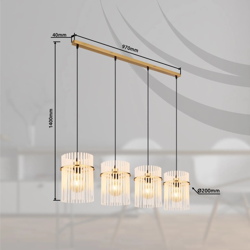Globo - Lampadario a sospensione con filo 4xE27/60W/230V oro