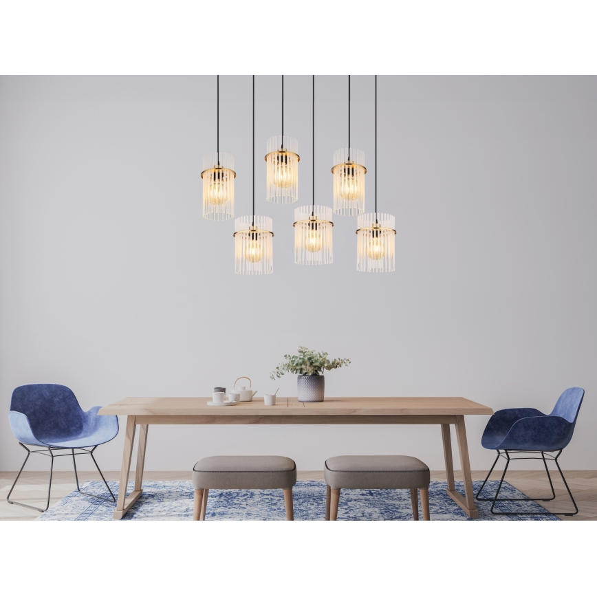 Globo - Lampadario su cavo 6xE27/60W/230V dorato