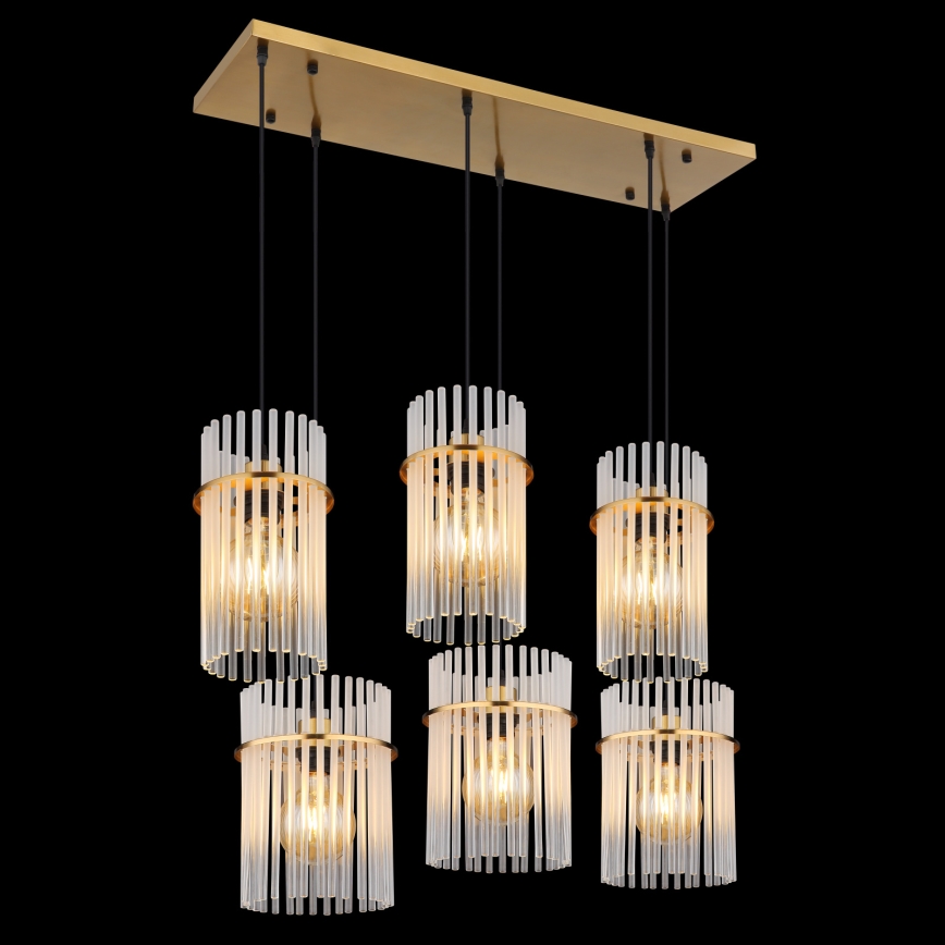 Globo - Lampadario su cavo 6xE27/60W/230V dorato