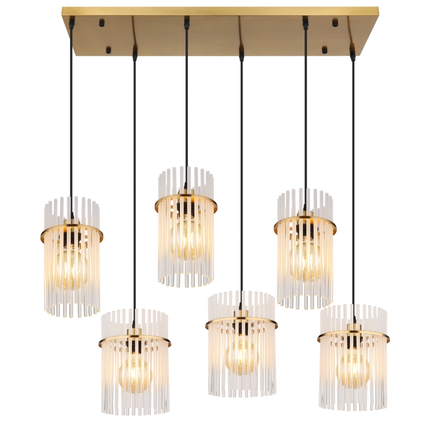 Globo - Lampadario su cavo 6xE27/60W/230V dorato