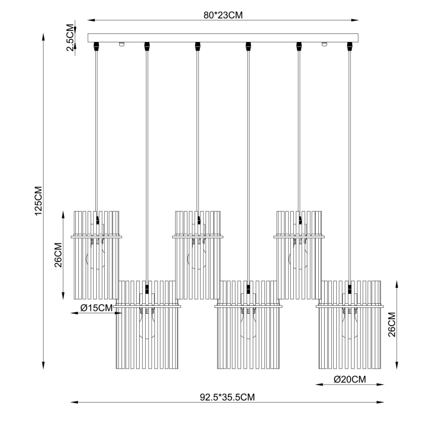 Globo - Lampadario su cavo 6xE27/60W/230V dorato
