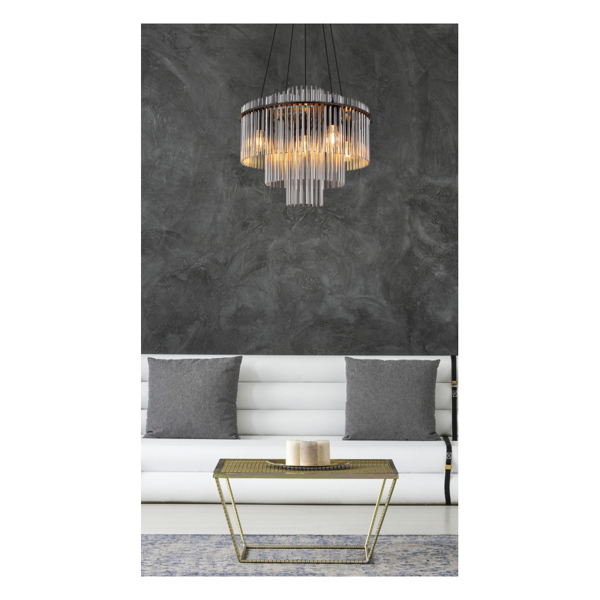 Globo - Lampadario a cavo 5xE27/60W/230V nero