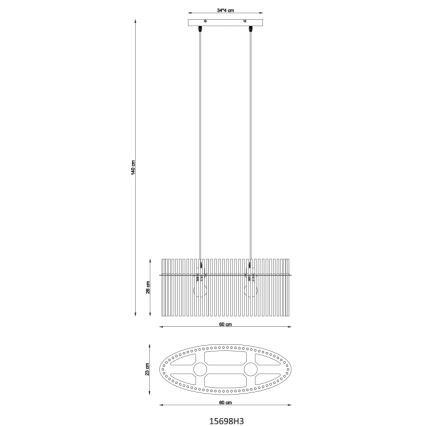 Globo - Lampadario a sospensione con filo 2xE27/60W/230V nero
