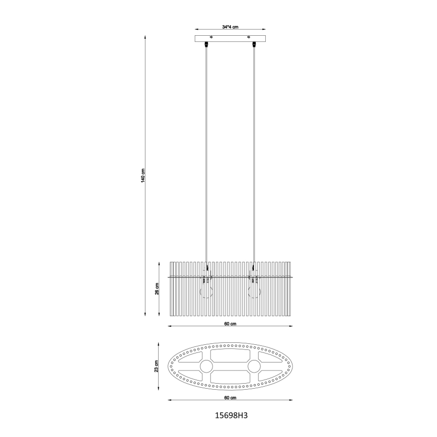 Globo - Lampadario a sospensione con filo 2xE27/60W/230V nero