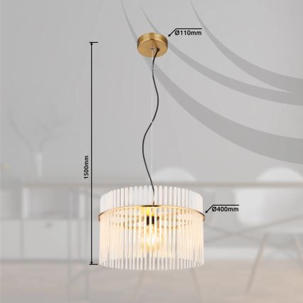 Globo - Lampadario a sospensione con filo 1xE27/60W/230V diametro 40 cm oro