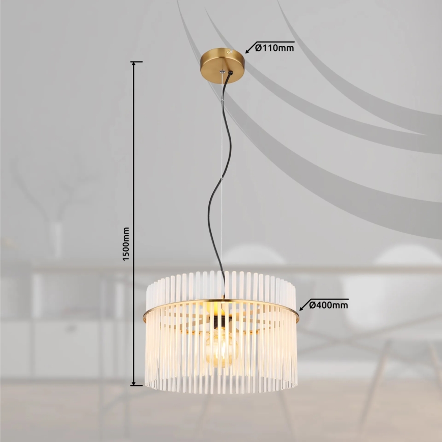 Globo - Lampadario a sospensione con filo 1xE27/60W/230V diametro 40 cm oro