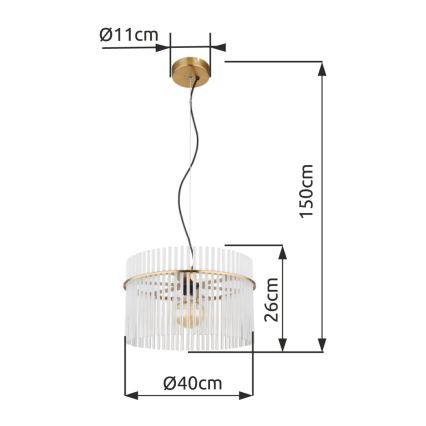 Globo - Lampadario a sospensione con filo 1xE27/60W/230V diametro 40 cm oro