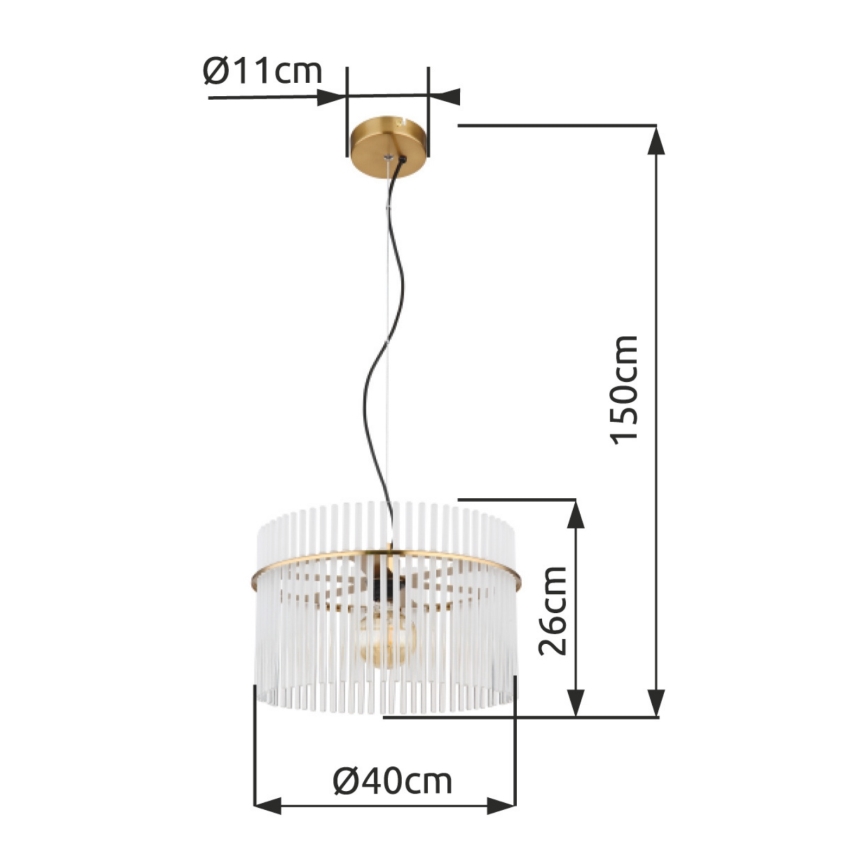 Globo - Lampadario a sospensione con filo 1xE27/60W/230V diametro 40 cm oro