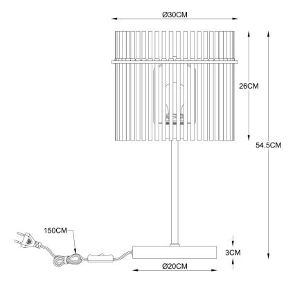 Globo - Lampada da tavolo 1xE27/60W/230V Ø 30 cm nera