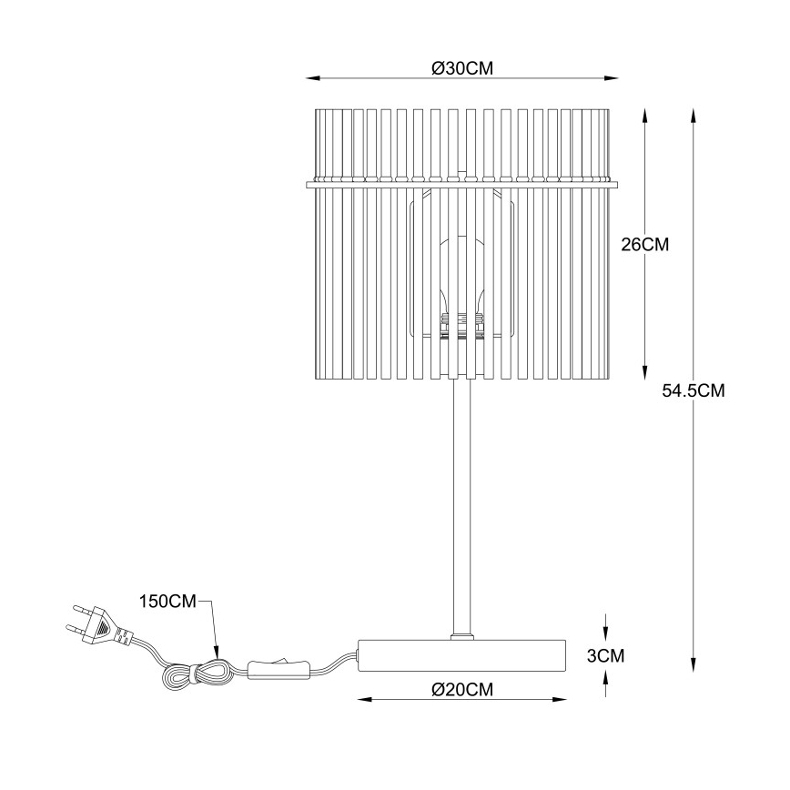 Globo - Lampada da tavolo 1xE27/60W/230V Ø 30 cm nera