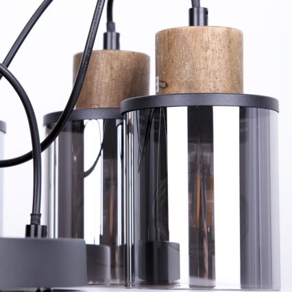 Globo - Lampadario a sospensione con filo 3xE27/15W/230V diametro 27 cm quercia