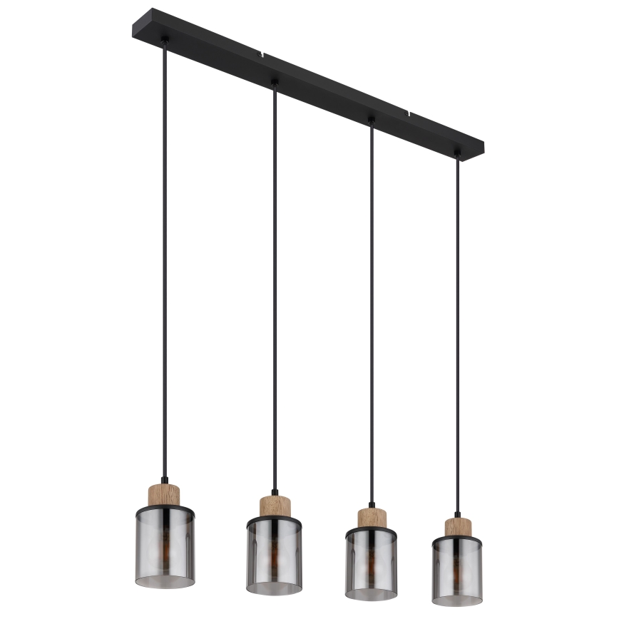 Globo - Lampadario a sospensione con filo 4xE27/15W/230V quercia