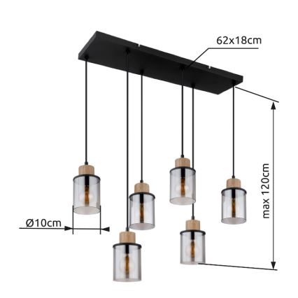 Globo - Lampadario a sospensione con filo 6xE27/15W/230V