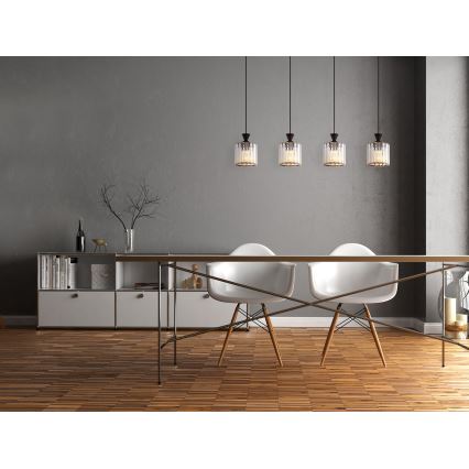 Globo - Lampadario a sospensione con filo 4xE27/60W/230V nero