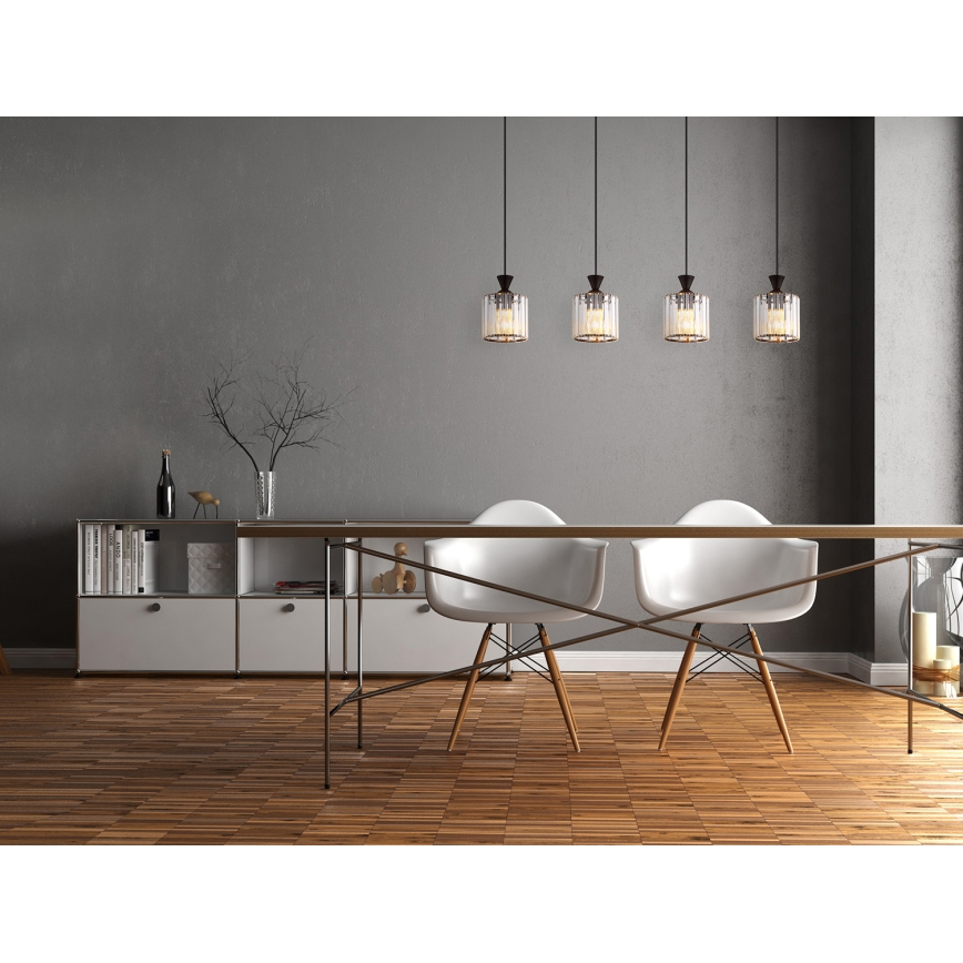 Globo - Lampadario a sospensione con filo 4xE27/60W/230V nero