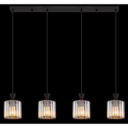 Globo - Lampadario a sospensione con filo 4xE27/60W/230V nero