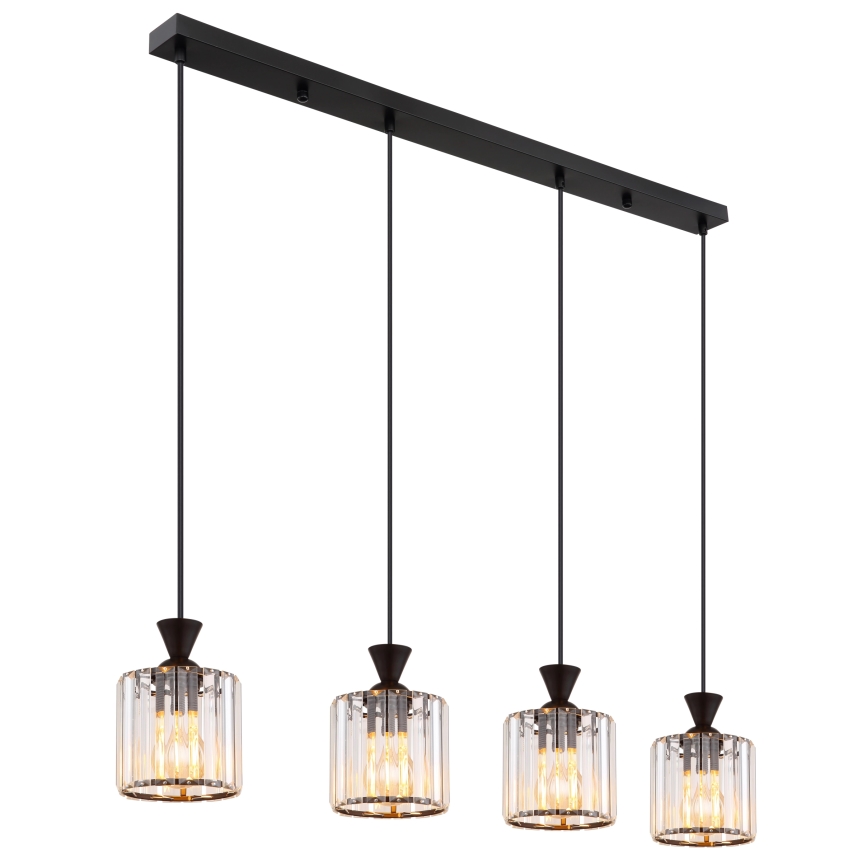 Globo - Lampadario a sospensione con filo 4xE27/60W/230V nero